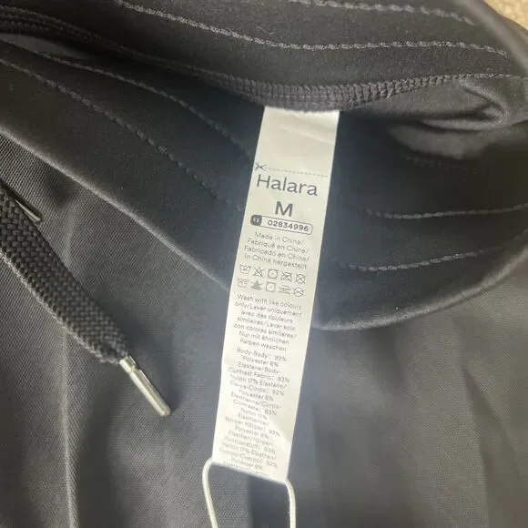 Halara Midi Skirt Medium Black High Waisted Drawstring Contrast Mesh Flowy NEW - Picture 2 of 6